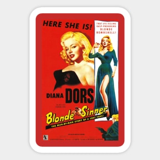 Classic 50's Exploitation Movie Poster - Blonde Sinner Sticker